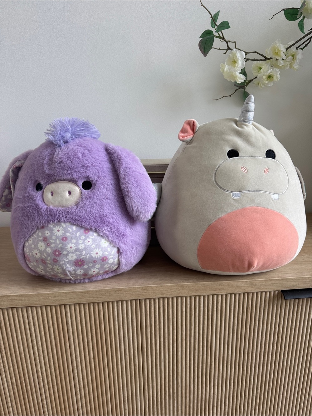NWT- Plush Unicorn & Purple hippo Kids Plush Toy Set - Squishmallow